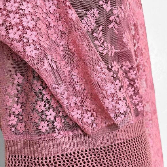 Charlie Paige Womens Open Knit Beach Size S Pink Travel Fairy Festival Coverup - Picture 3 of 10